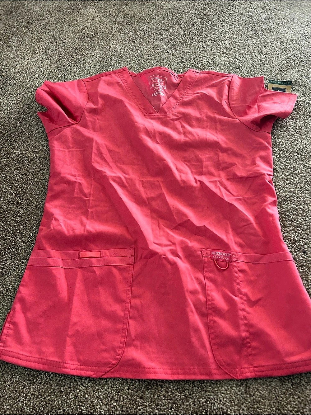Cherokee Workwear Originals 3-Pocket V-Neck Scrub Top Pink